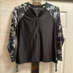 Free Country XL 16 Women's Swim top Rash guard Long Sleeve half zip